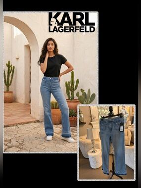 🆕 KARL LAGERFELD PARIS
Women's Patch Pocket Flare-Leg Jeans